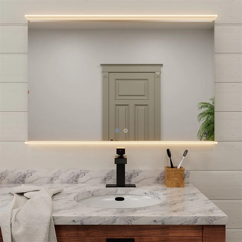 Rectangular Wall Mount LED Lighted Bathroom Vanity Mirror with Shelf - Image 31