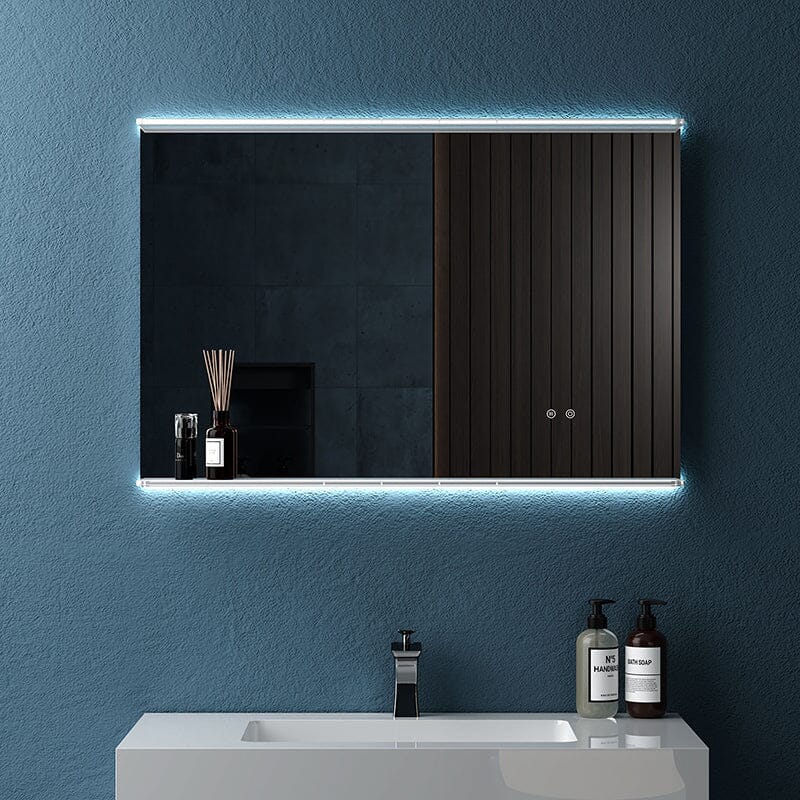 Rectangular Wall Mount LED Lighted Bathroom Vanity Mirror with Shelf - Image 9