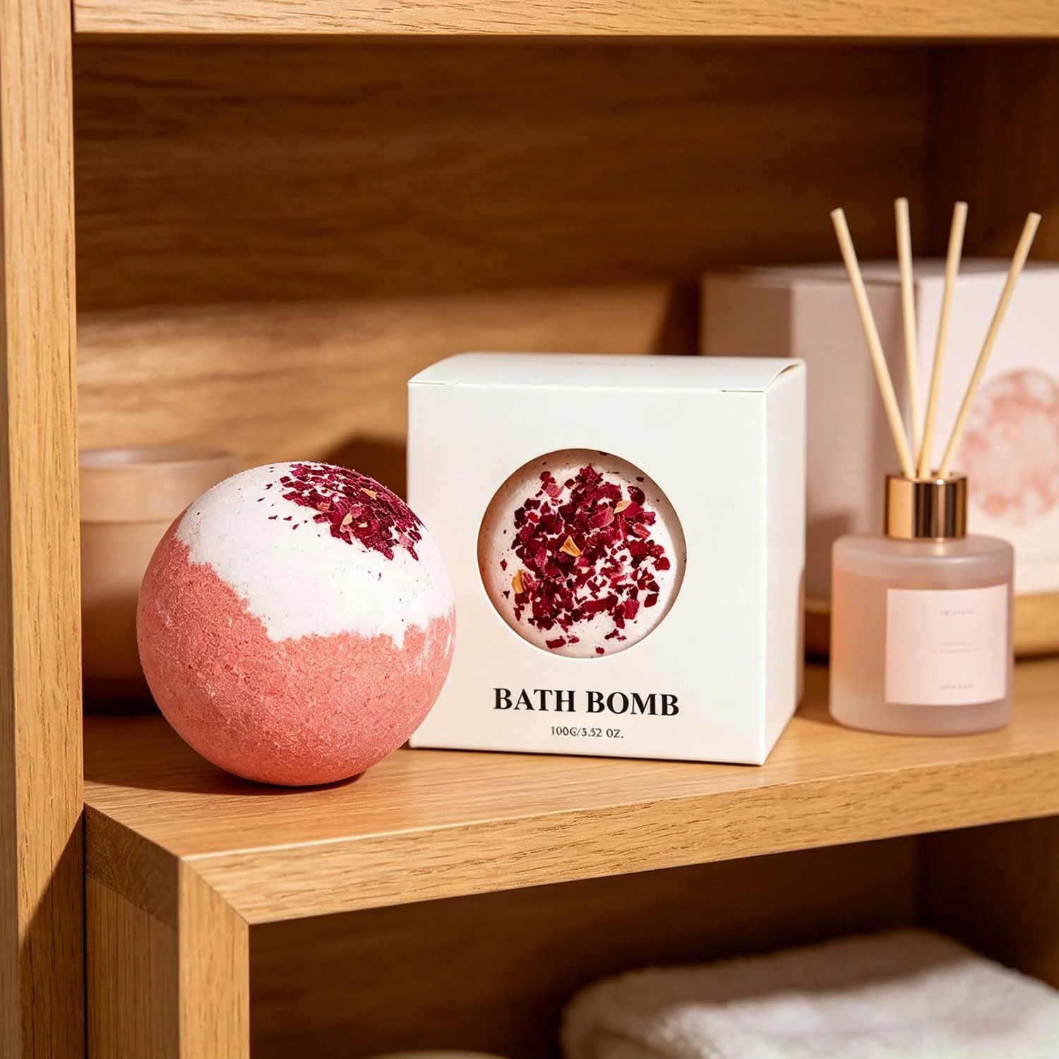 Rose Scented Bath Bombs Gift Set USA, Natural Spa Bath Bombs for self care(Set of 4) - Image 3