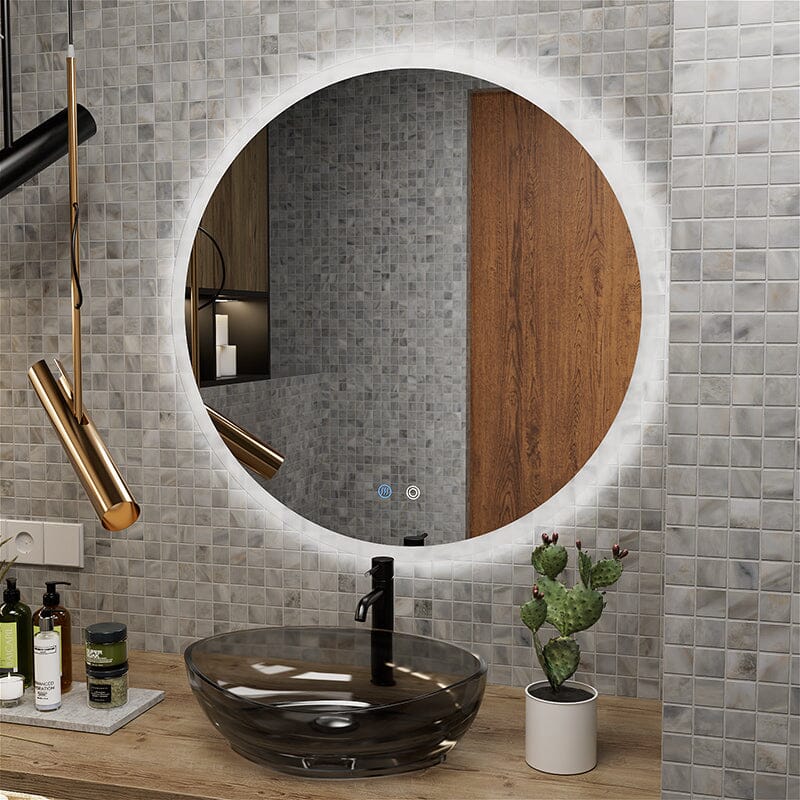 Round LED Light Bathroom Vanity Mirror Wall Mount Frameless Anti Fog - Image 34