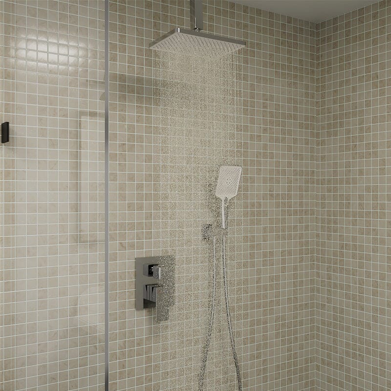 Shower Set 14.2" Rectangular Ceiling Shower Head with 3 Functions Hand Shower - Image 15