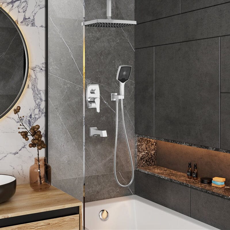 Shower Systems 14" Rectangular Ceiling Shower Head with Hand Shower & Tub Spout - Image 18