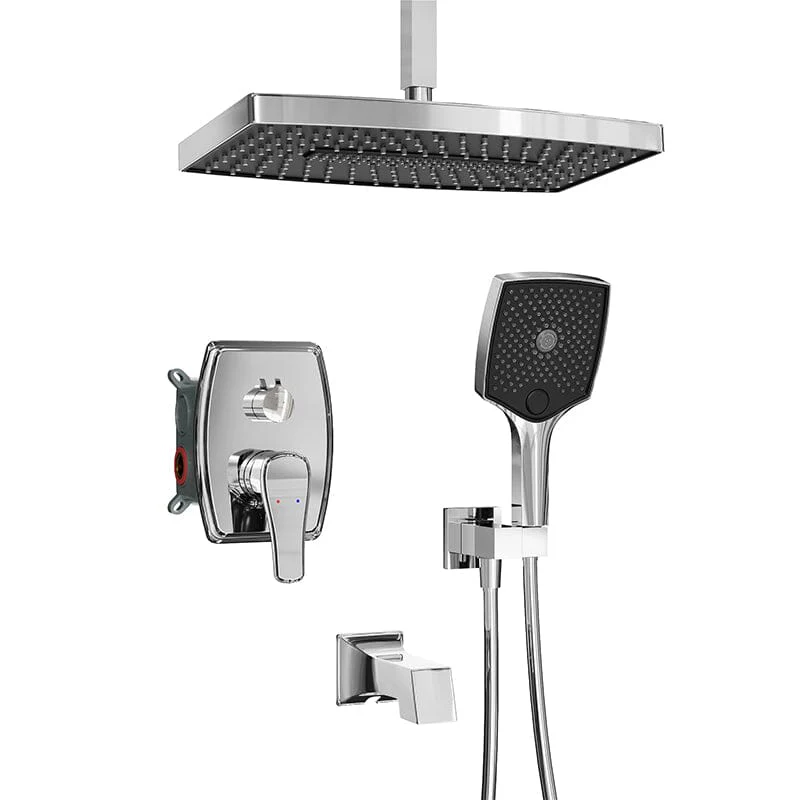 Shower Systems 14" Rectangular Ceiling Shower Head with Hand Shower & Tub Spout - Image 21