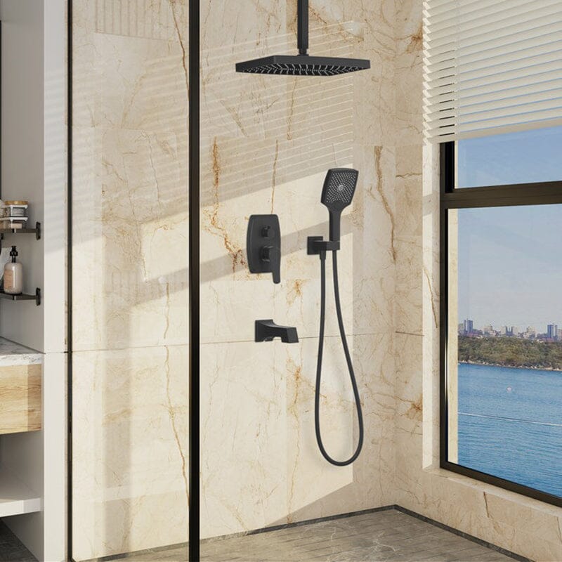 Shower Systems 14" Rectangular Ceiling Shower Head with Hand Shower & Tub Spout - Image 33