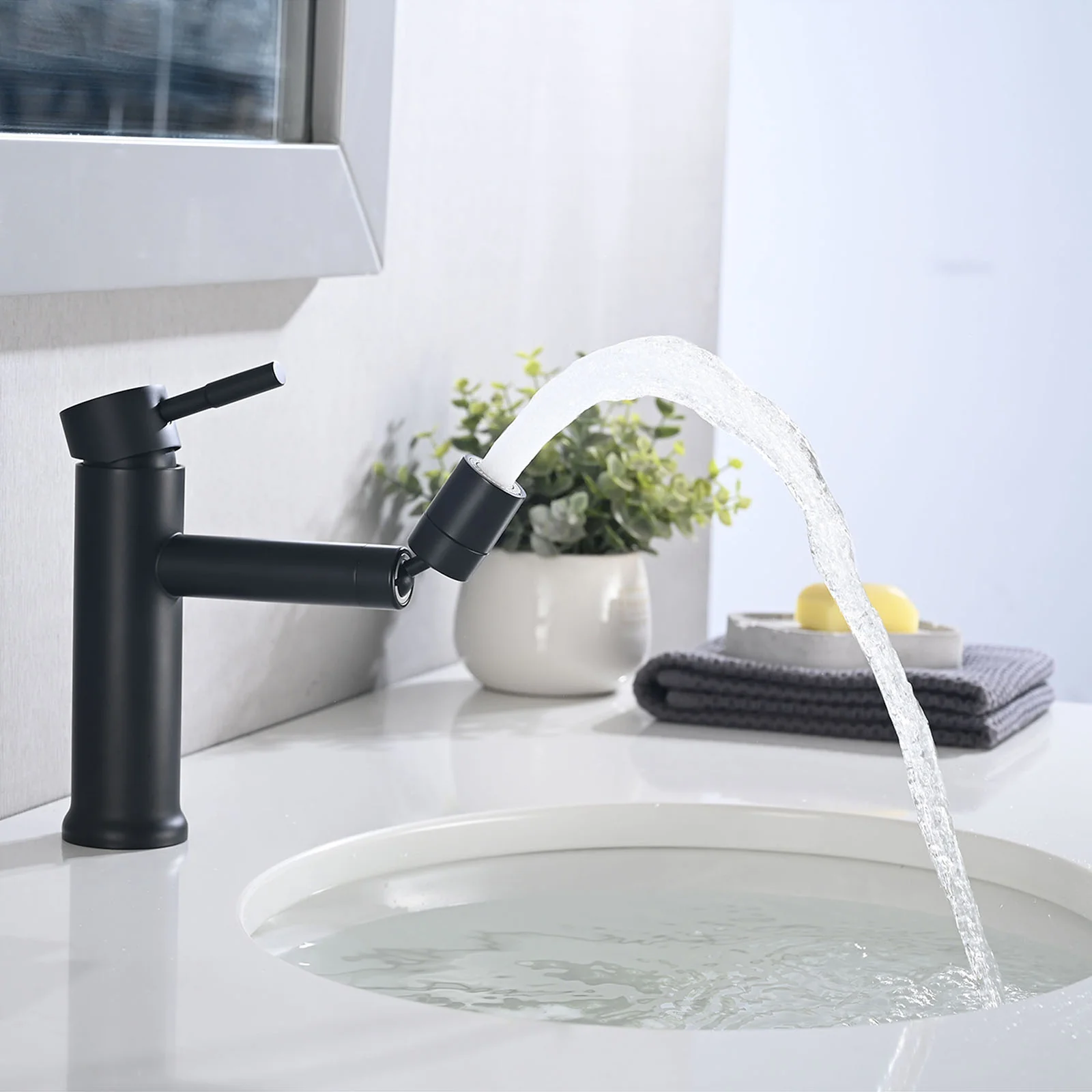 Single Hole Bathroom Sink Faucet with 2 Mode 360° Rotating Aerator - Image 2