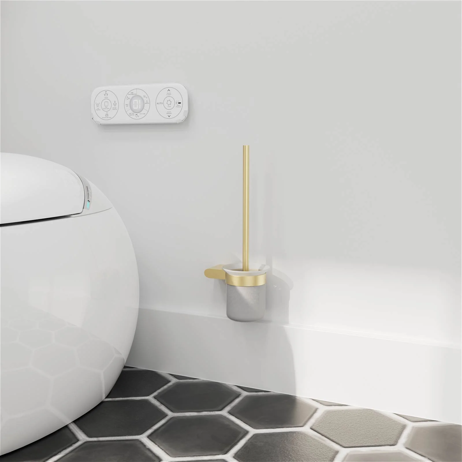Sleek and Luxurious Wall-Mounted Toilet Brush and Holder - Image 2