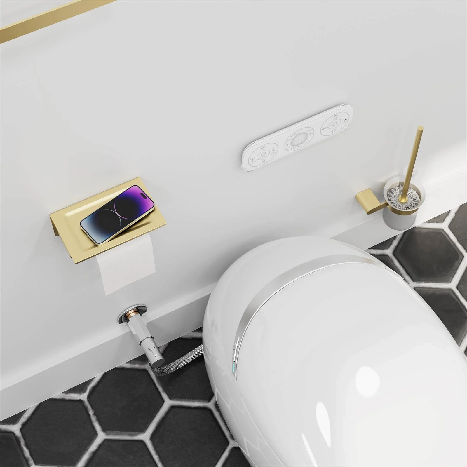 Sleek and Luxurious Wall-Mounted Toilet Brush and Holder - Image 3