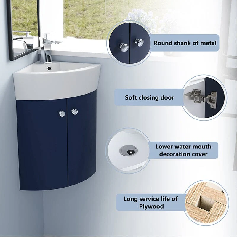 13'' Small Wall Mounted Corner Bathroom Vanity with Ceramic Sink - Image 8