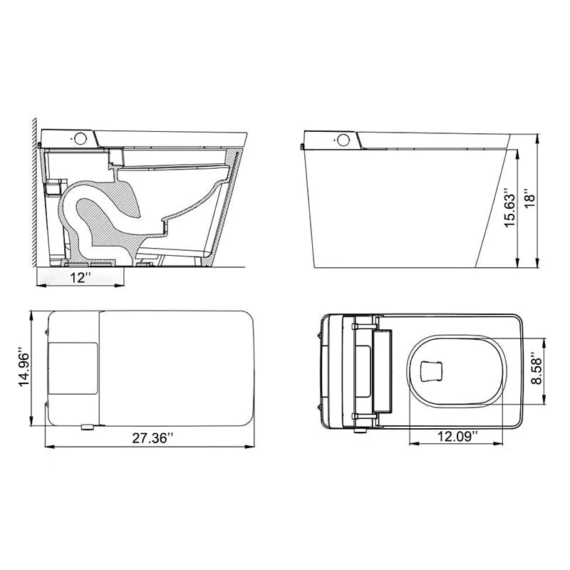 Giving Tree Smart Square One-Piece Floor Toilet with Remote Control and Automatic Cover - Image 14