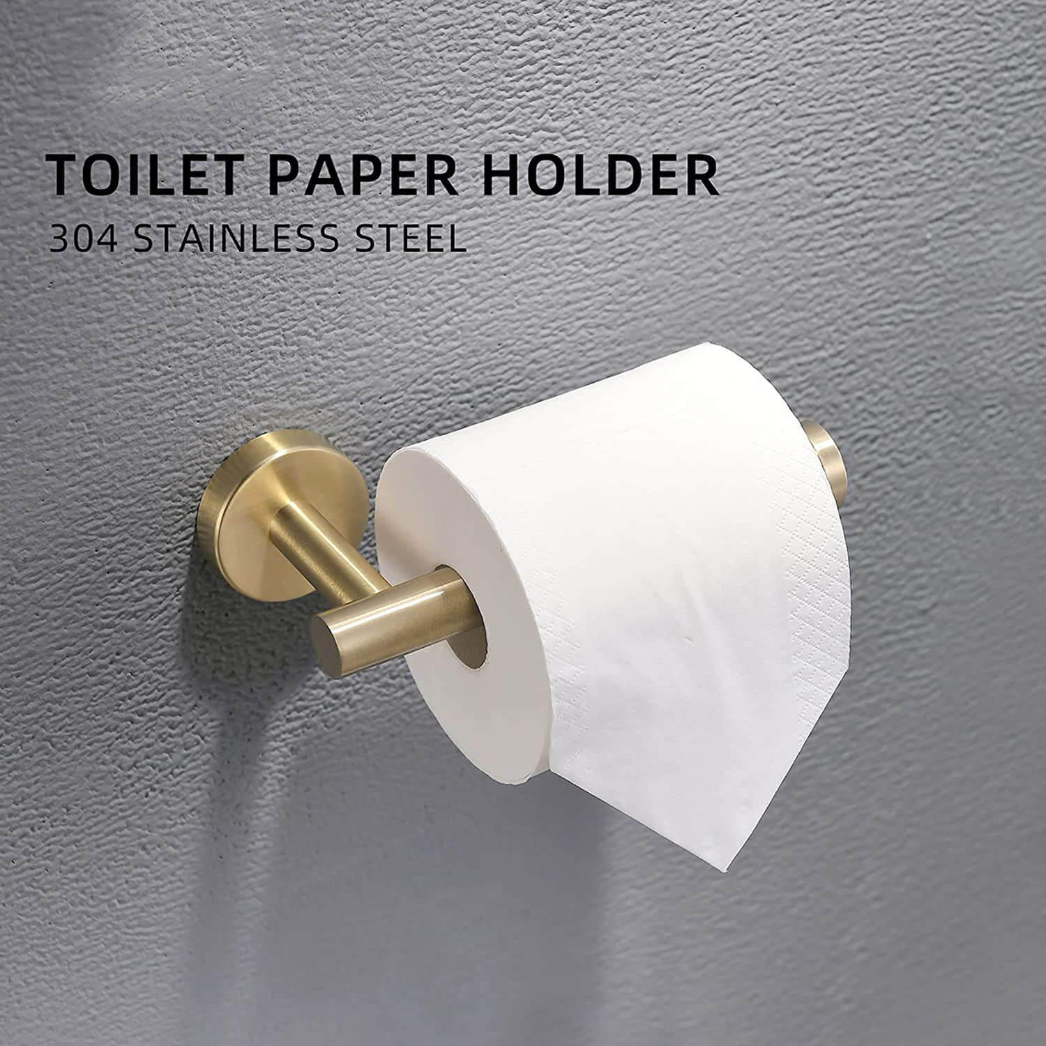 Stainless Steel 4-Piece Wall-Mounted Brushed Gold Bathroom Hardware Set - Image 4