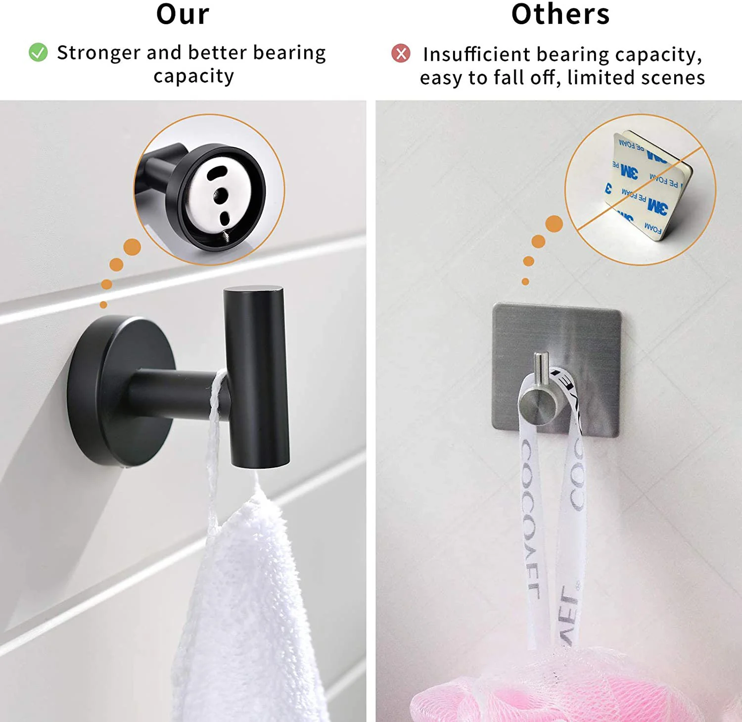 Stainless Steel 4-Piece Wall-Mounted Matte Black Bathroom Hardware Set - Image 5