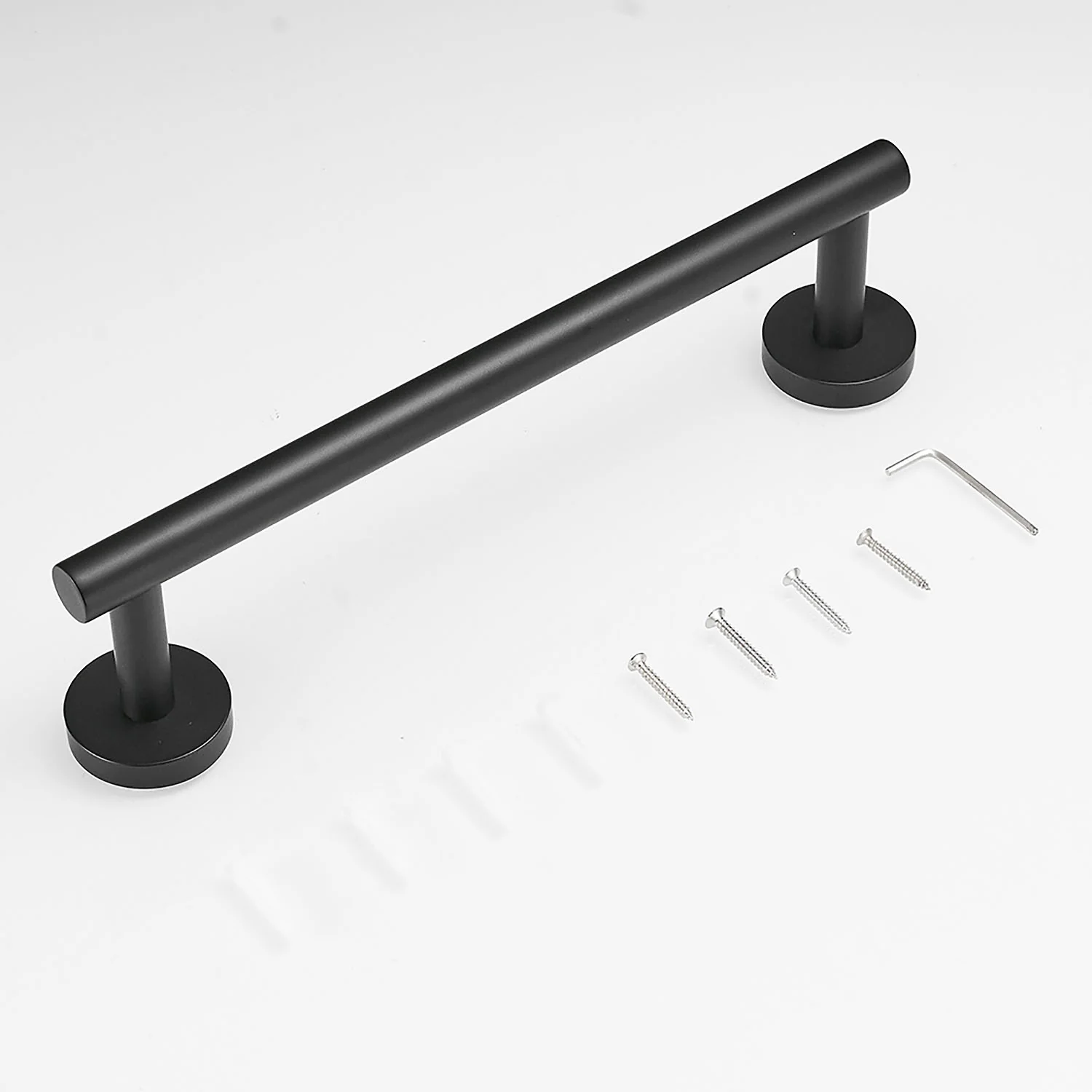 Stainless Steel 4-Piece Wall-Mounted Matte Black Bathroom Hardware Set - Image 7