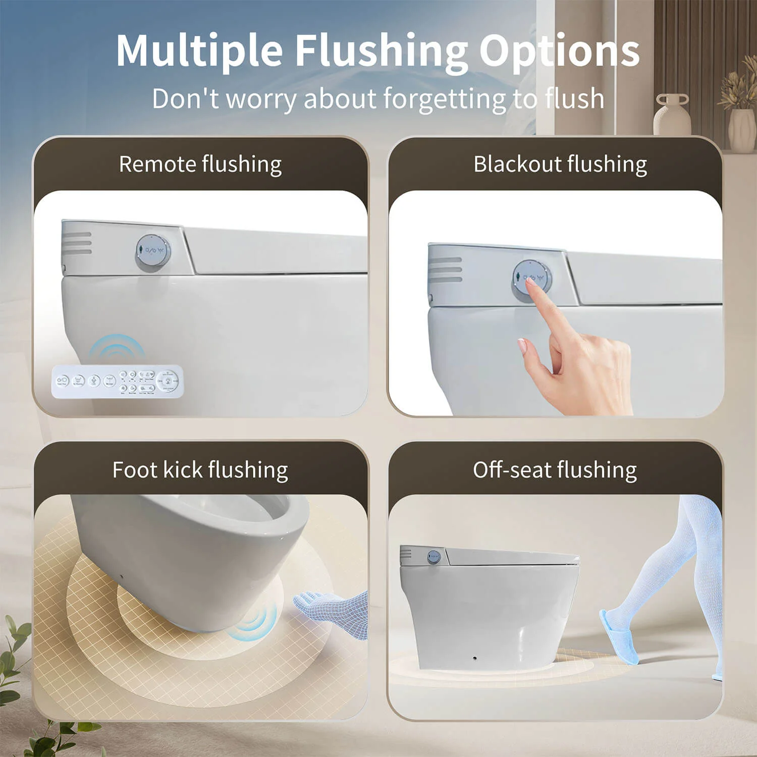 Tankless Smart Bidet Toilet with Instant Heating, Auto Open & Close Lid – White LED Screen - Image 5