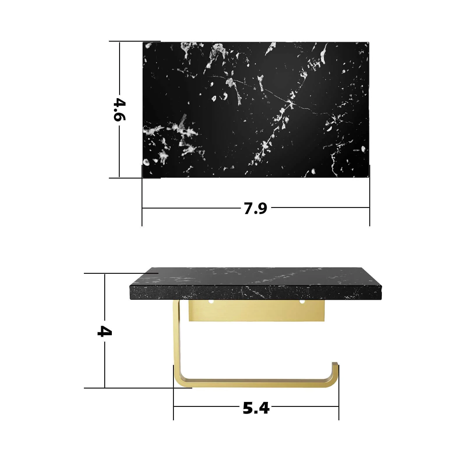 Toilet Paper Holder with Black Natural Marble Shelf - Image 4