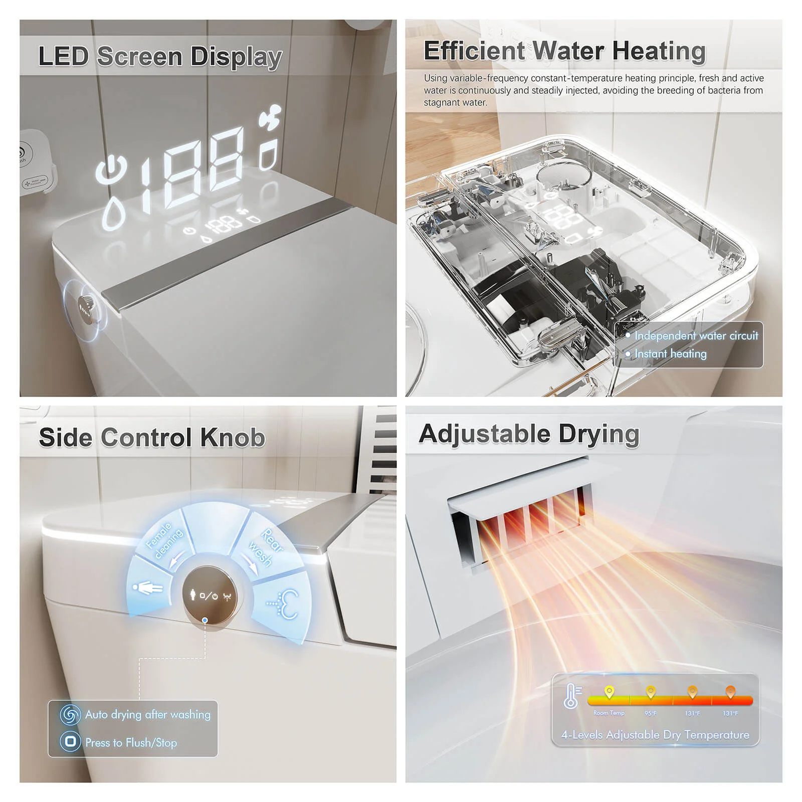 Touchless Smart Toilet with Automatic Flush, Ambient Lighting, and Built-in Water Tank - Image 10