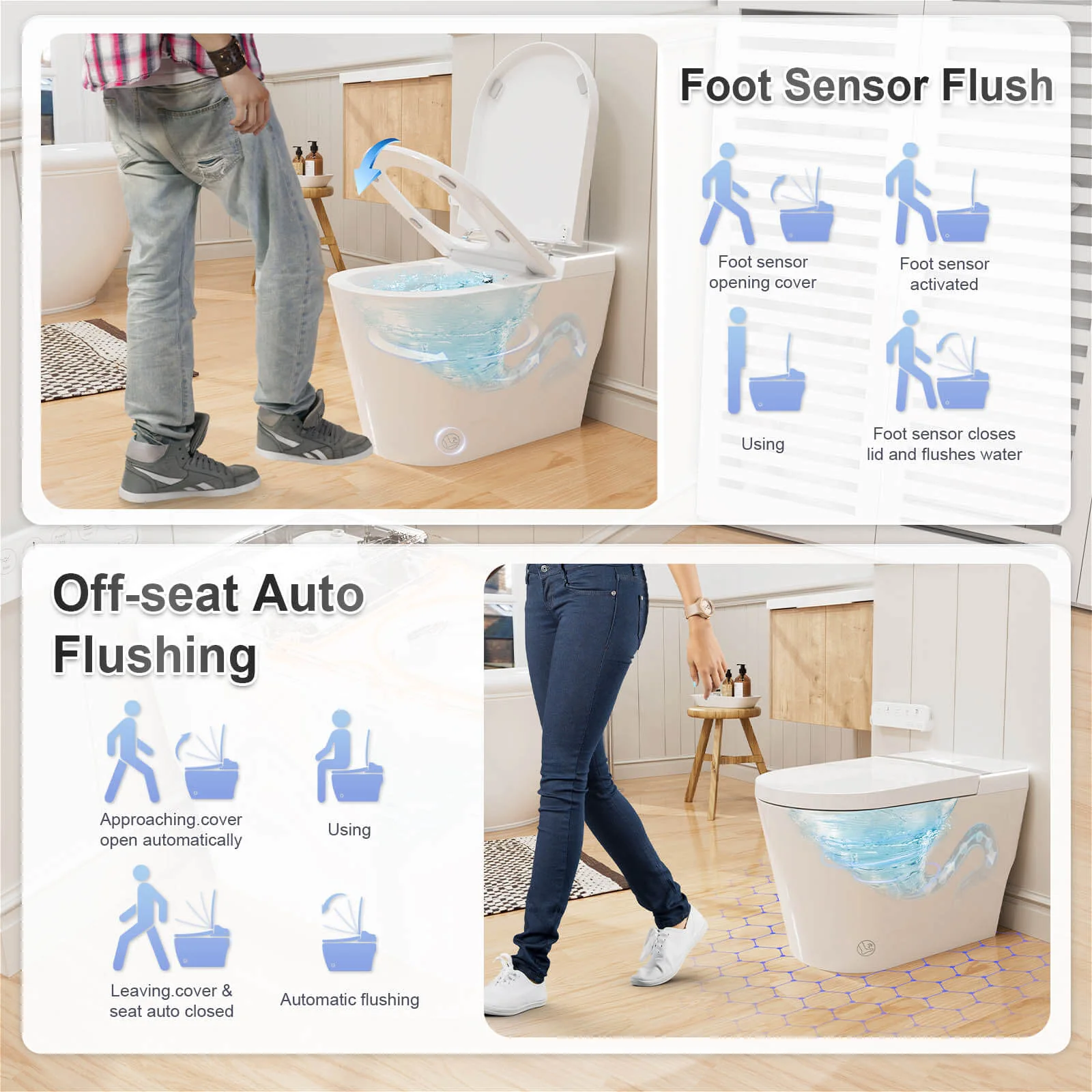 Touchless Smart Toilet with Automatic Flush, Ambient Lighting, and Built-in Water Tank - Image 11