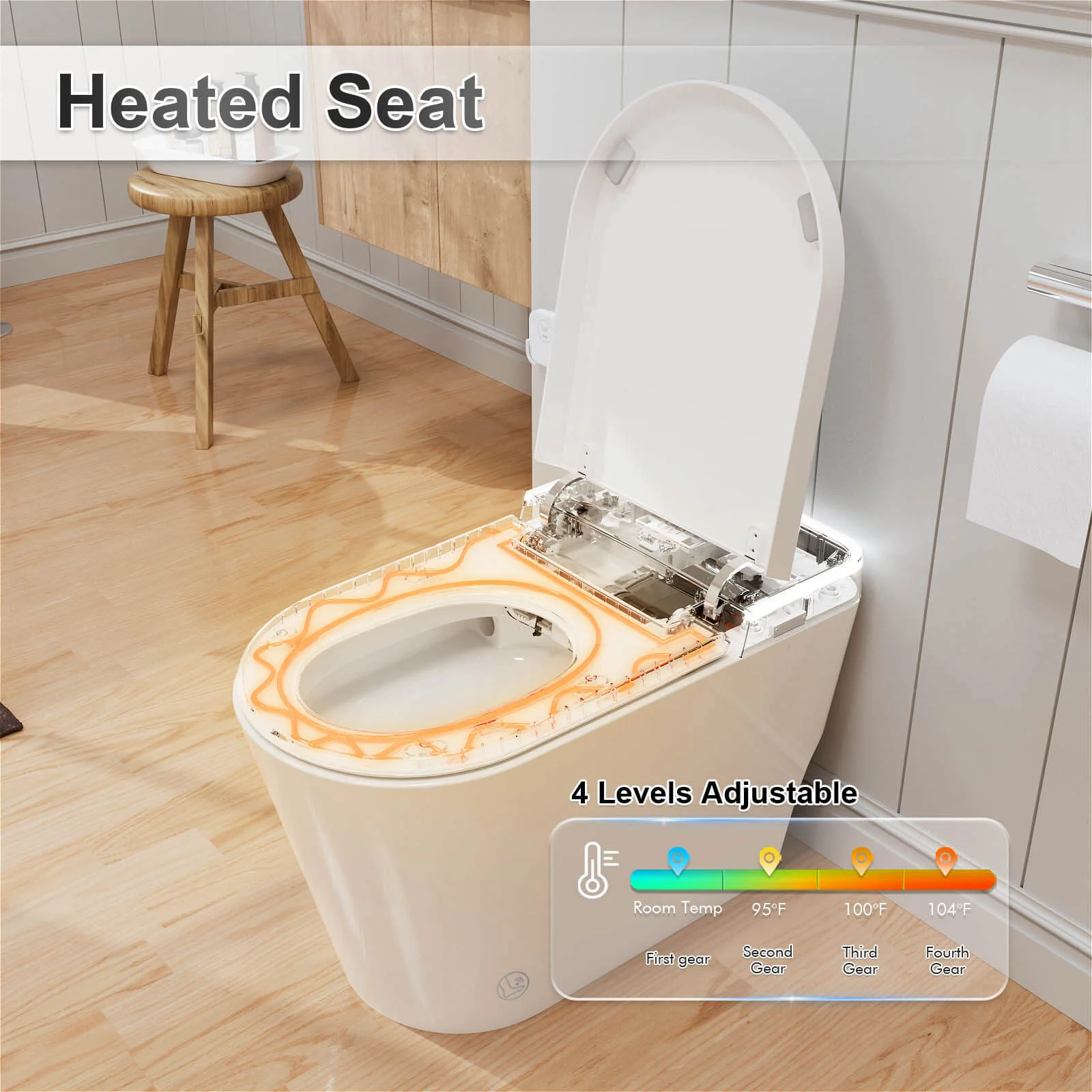 Touchless Smart Toilet with Automatic Flush, Ambient Lighting, and Built-in Water Tank - Image 12