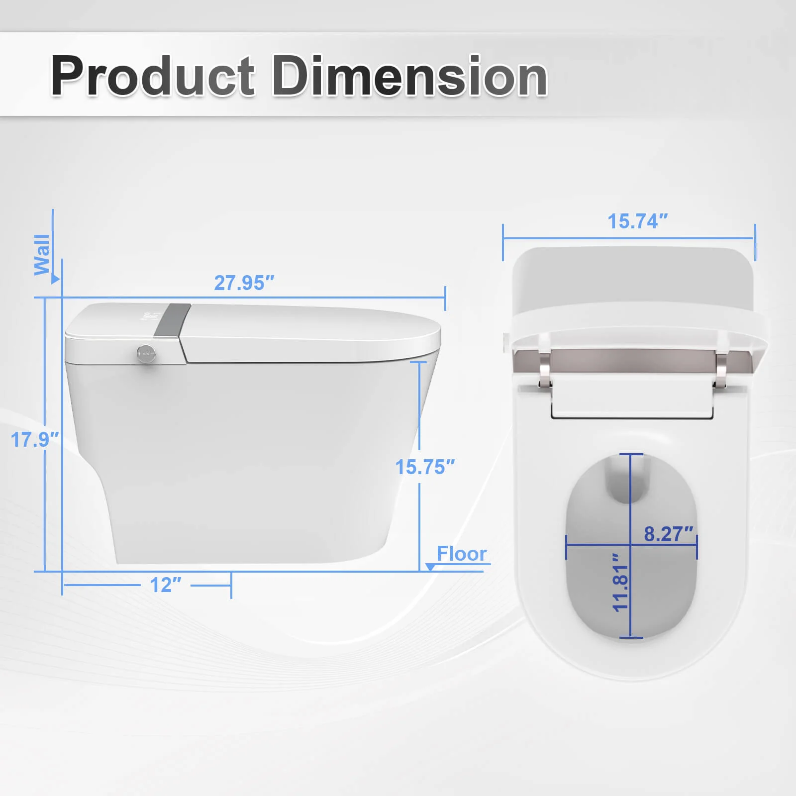 Touchless Smart Toilet with Automatic Flush, Ambient Lighting, and Built-in Water Tank - Image 15