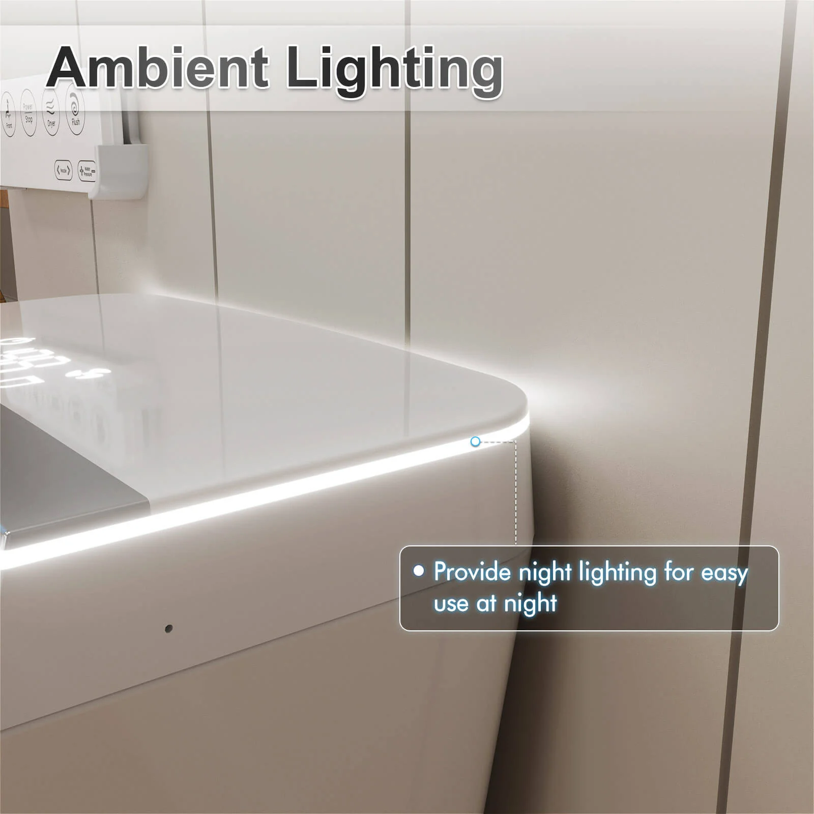 Touchless Smart Toilet with Automatic Flush, Ambient Lighting, and Built-in Water Tank - Image 6
