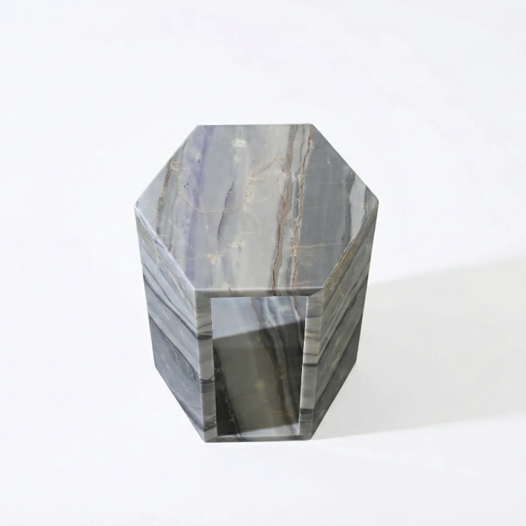 Unique Marble Side Table with Deep Blues, Misty Purples for Living Room, Bathroom & Outdoor Side - Image 7