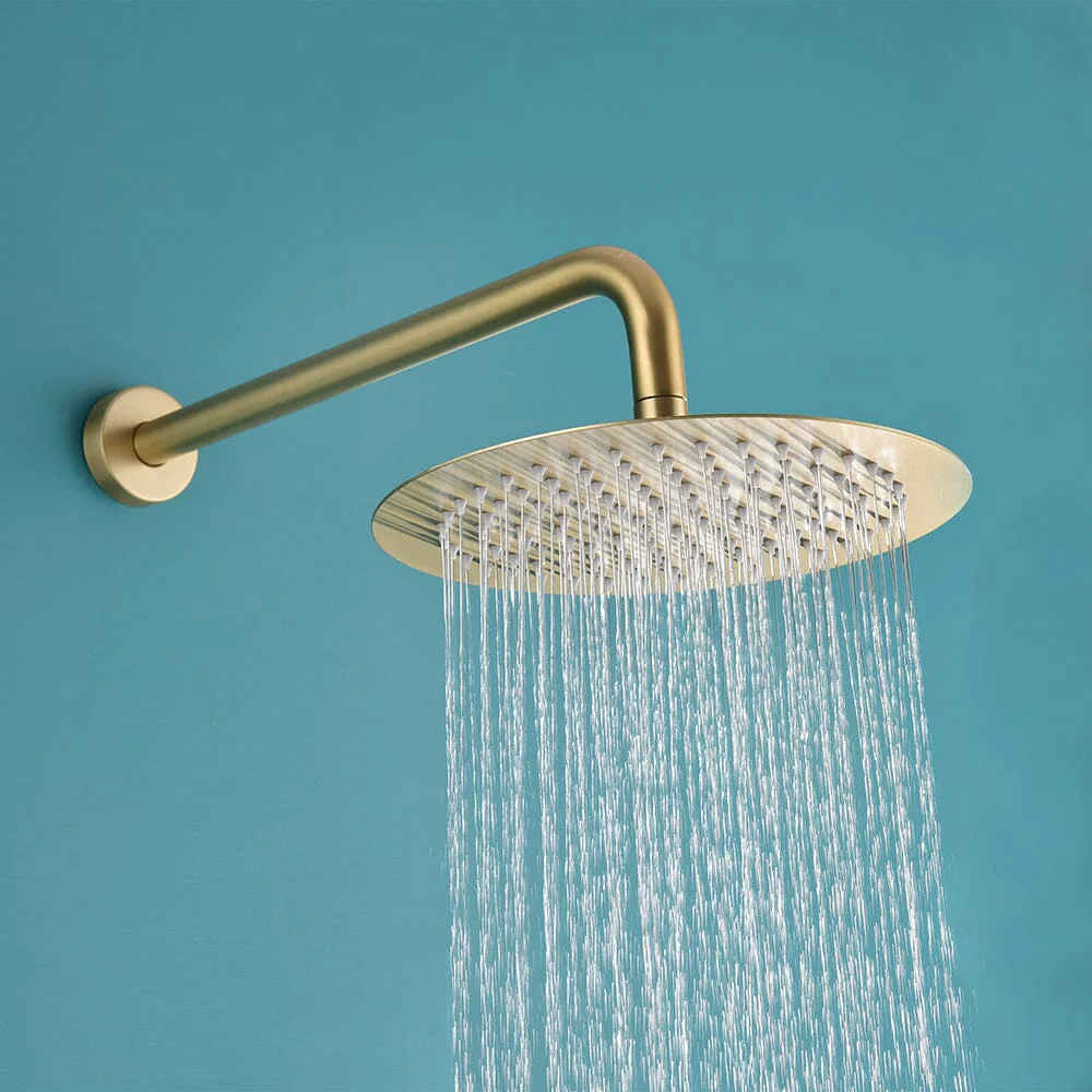 Wall Mounted Shower Faucet Set for Bathroom with 10" Shower Head Brushed Gold - Image 4