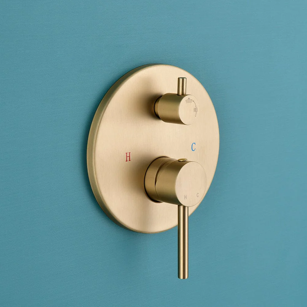 Wall Mounted Shower Faucet Set for Bathroom with 10" Shower Head Brushed Gold - Image 5