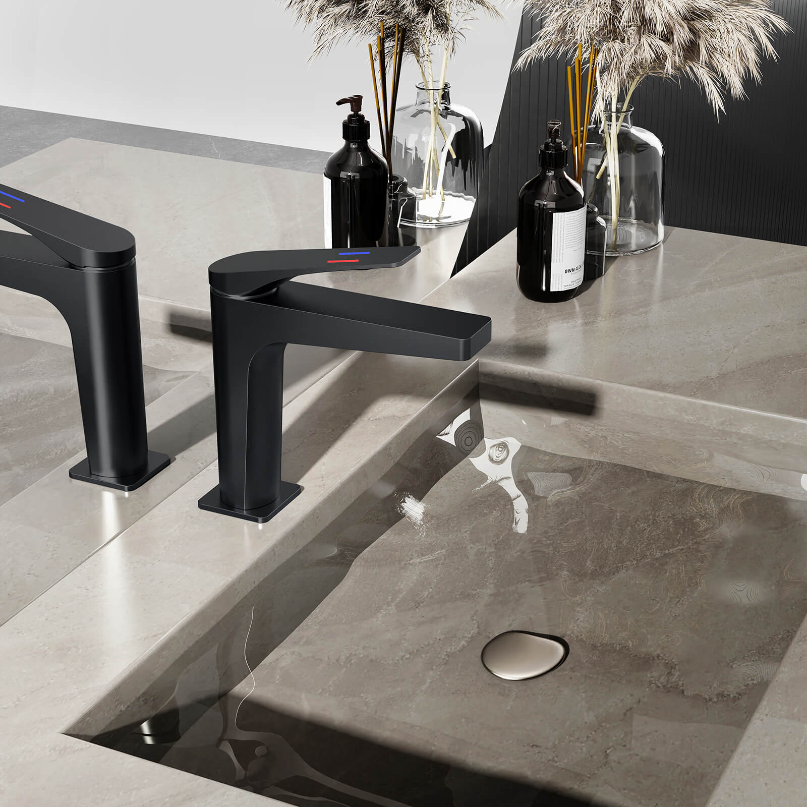Water-Saving Matte Black Single-Hole Bathroom Sink Faucet
