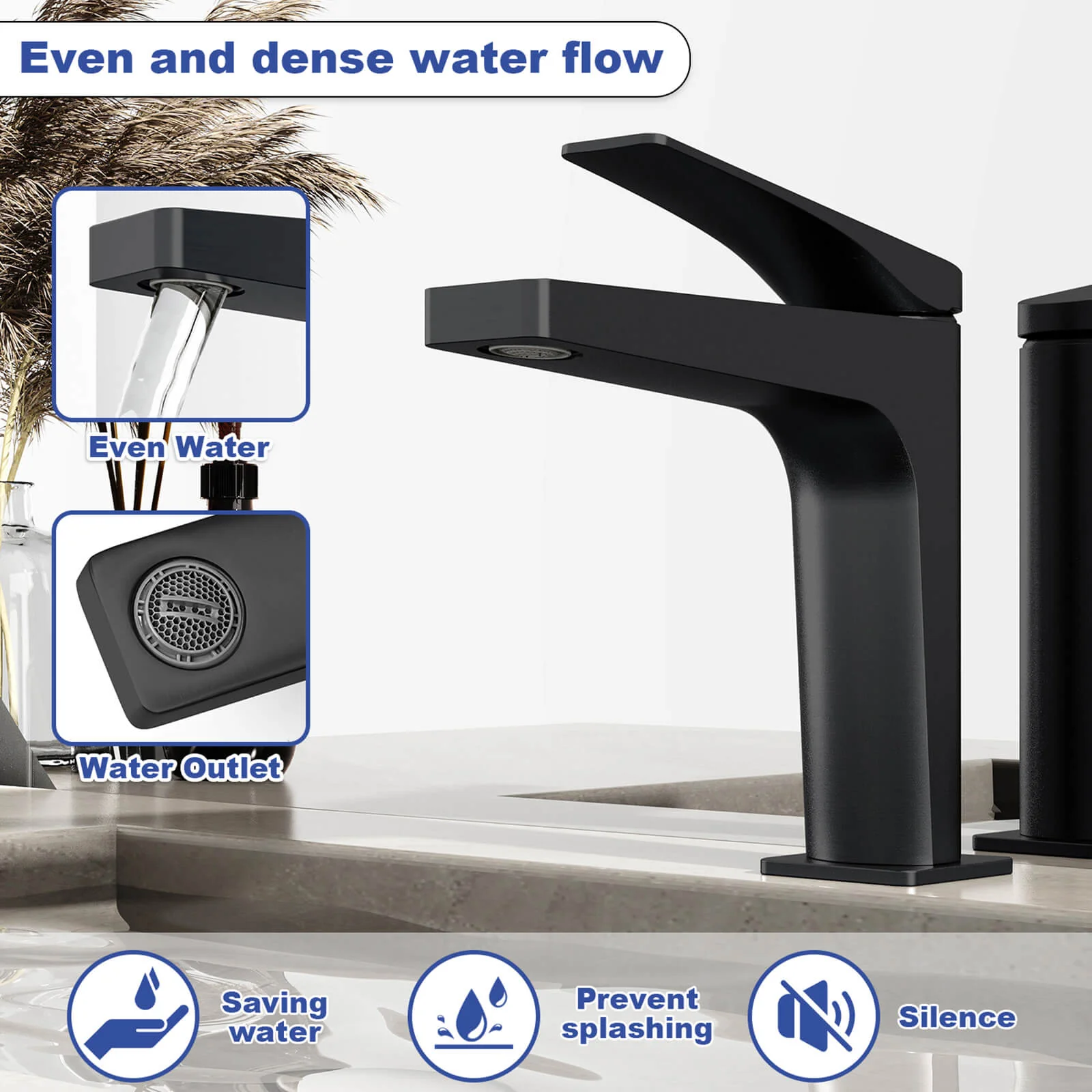 Water-Saving Matte Black Single-Hole Bathroom Sink Faucet - Image 9