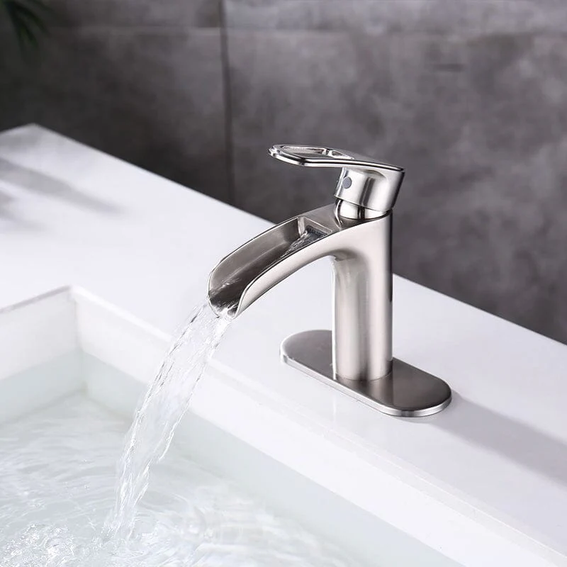 Waterfall Single Hole Single-Handle Bathroom Sink Faucet with Pop-up Drain Assembly - Image 12