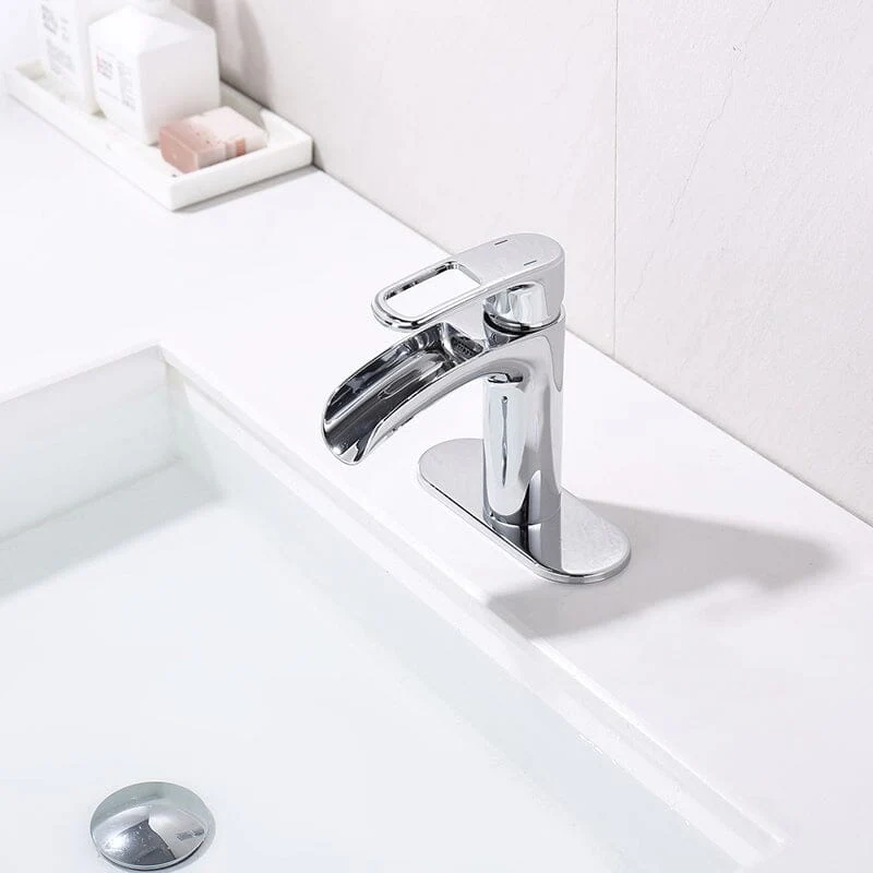 Waterfall Single Hole Single-Handle Bathroom Sink Faucet with Pop-up Drain Assembly - Image 25