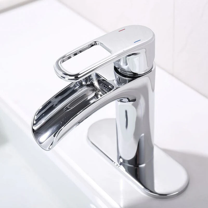 Waterfall Single Hole Single-Handle Bathroom Sink Faucet with Pop-up Drain Assembly - Image 26