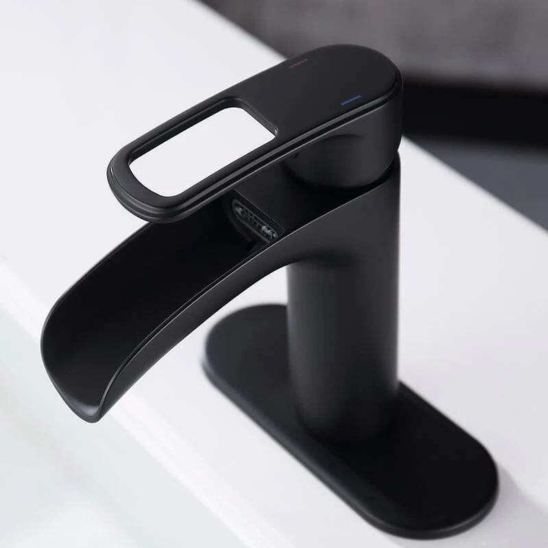 Waterfall Single Hole Single-Handle Bathroom Sink Faucet with Pop-up Drain Assembly - Image 4
