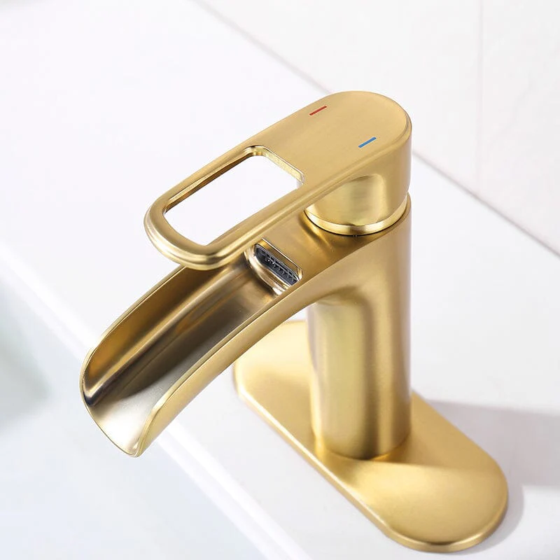 Waterfall Single Hole Single-Handle Bathroom Sink Faucet with Pop-up Drain Assembly - Image 40