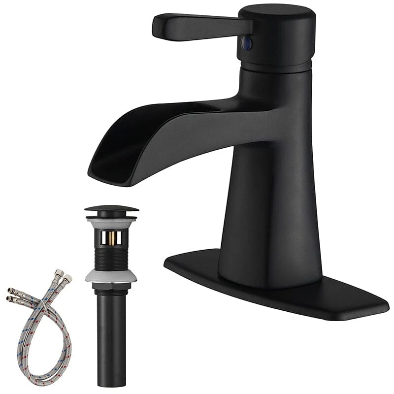Waterfall Single Hole Single-Handle Low-Arc Bathroom Sink Faucet With Pop-up Drain Assembly - Image 16