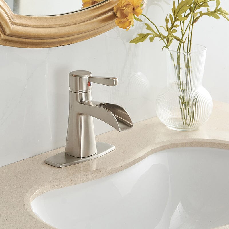 Waterfall Single Hole Single-Handle Low-Arc Bathroom Sink Faucet With Pop-up Drain Assembly - Image 23