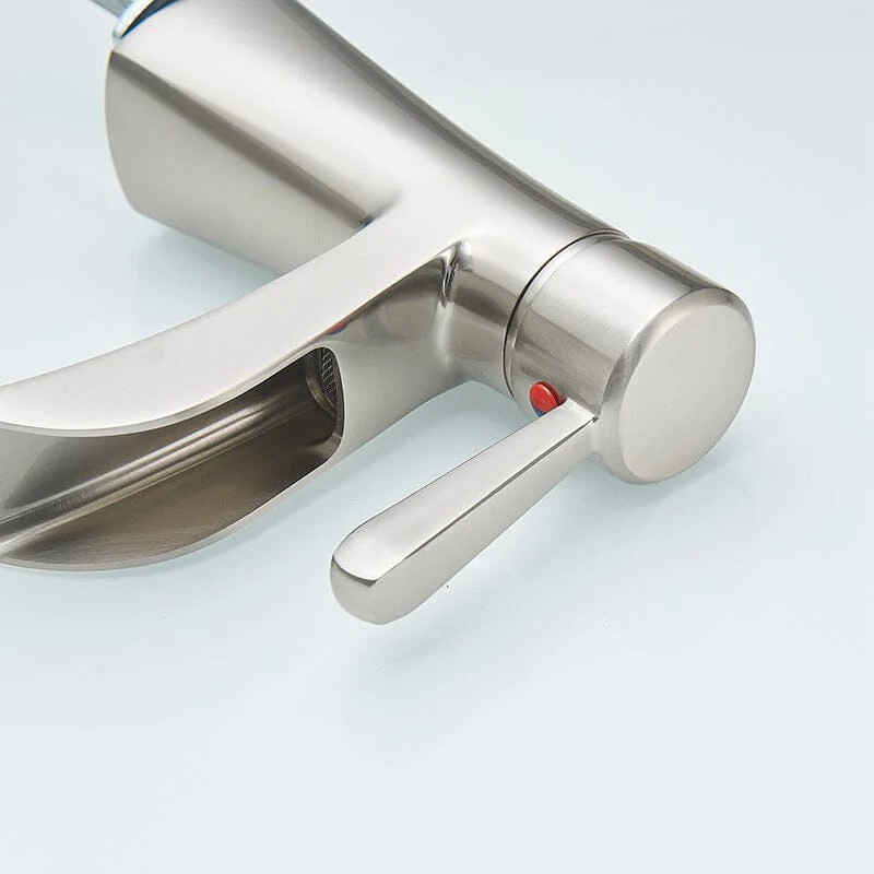 Waterfall Single Hole Single-Handle Low-Arc Bathroom Sink Faucet With Pop-up Drain Assembly - Image 25