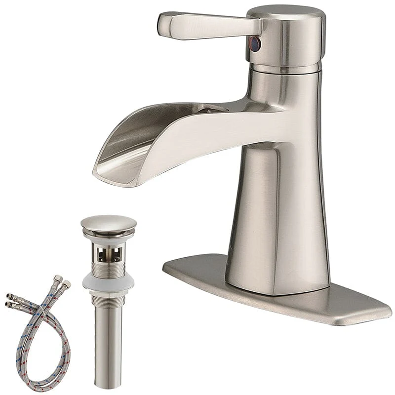 Waterfall Single Hole Single-Handle Low-Arc Bathroom Sink Faucet With Pop-up Drain Assembly - Image 27