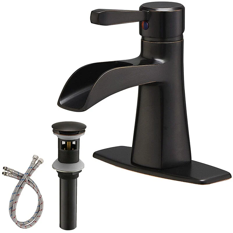 Waterfall Single Hole Single-Handle Low-Arc Bathroom Sink Faucet With Pop-up Drain Assembly - Image 36
