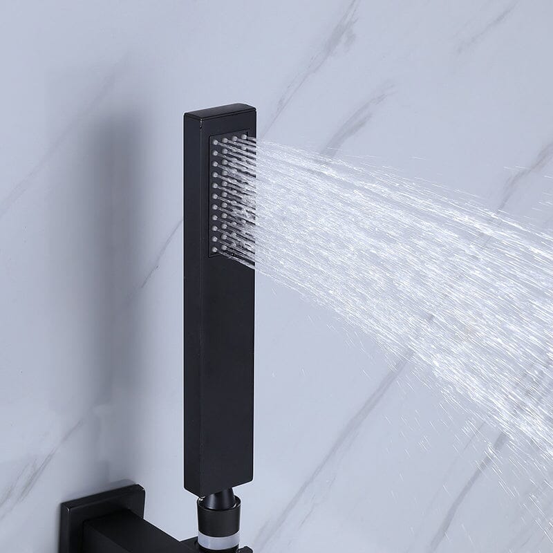 Waterfall Wall Mount Tub Faucet with Hand Shower, Matte Black - Image 3