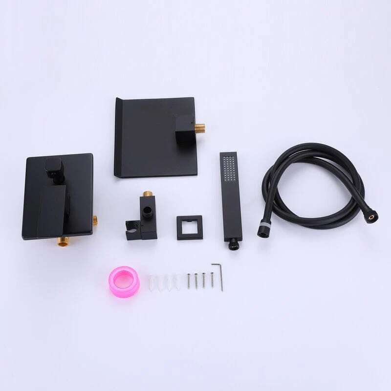 Waterfall Wall Mount Tub Faucet with Hand Shower, Matte Black - Image 9