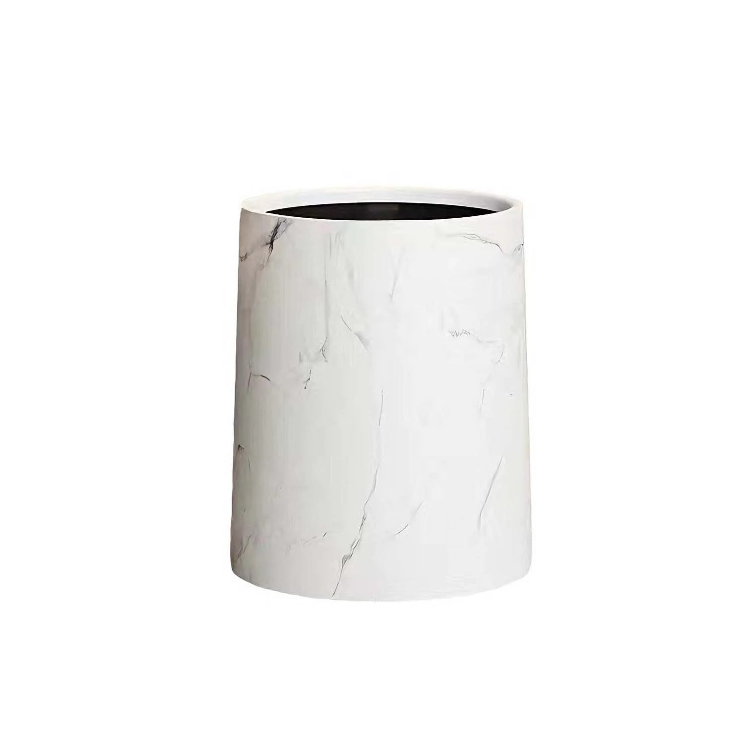 White Marble Double-Layer Trash Can with Lid for Bathroom and Kitchen - Image 4
