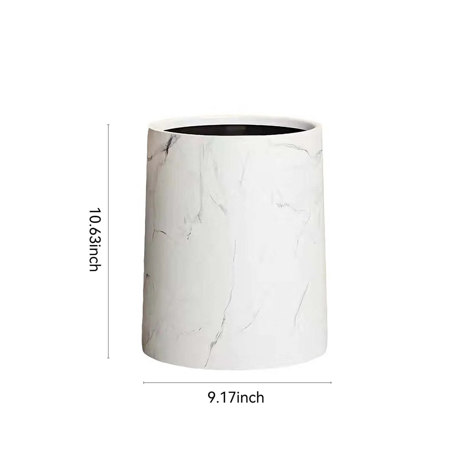 White Marble Double-Layer Trash Can with Lid for Bathroom and Kitchen - Image 5