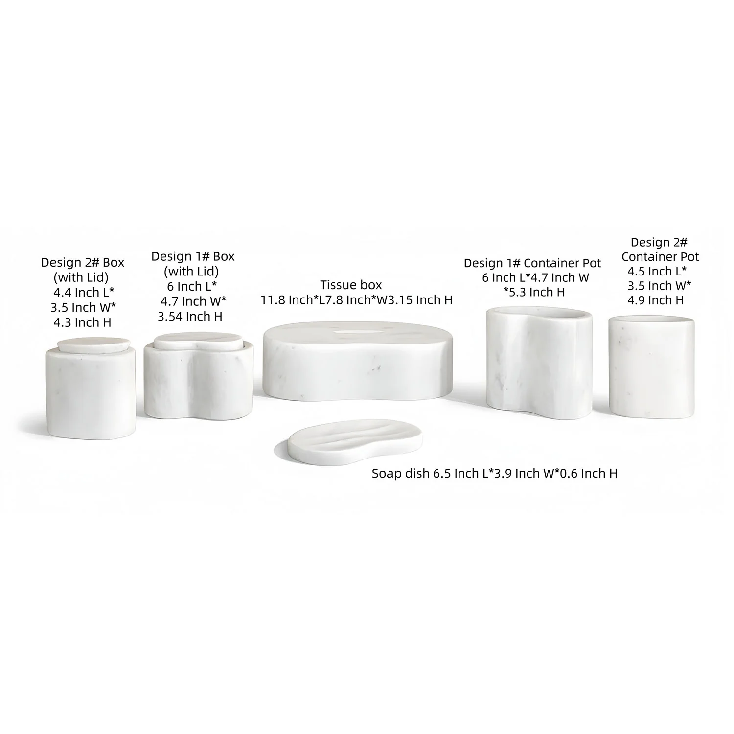White Natural Marble 6-Piece Bath Accessories Set, Modern Bathroom Decor - Image 4