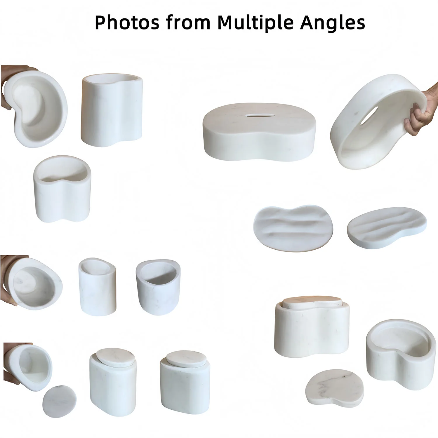 White Natural Marble 6-Piece Bath Accessories Set, Modern Bathroom Decor - Image 7