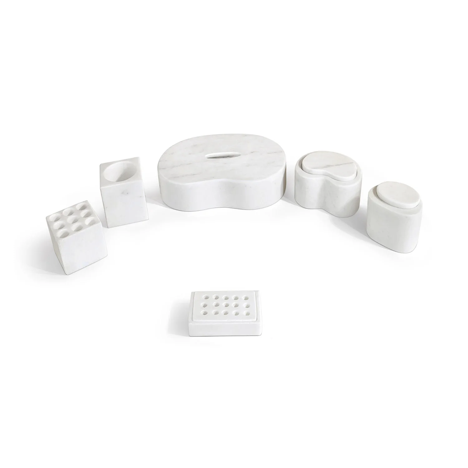 White Natural Marble 6-Piece Bathroom Accessories Set, Natural Stone - Image 8