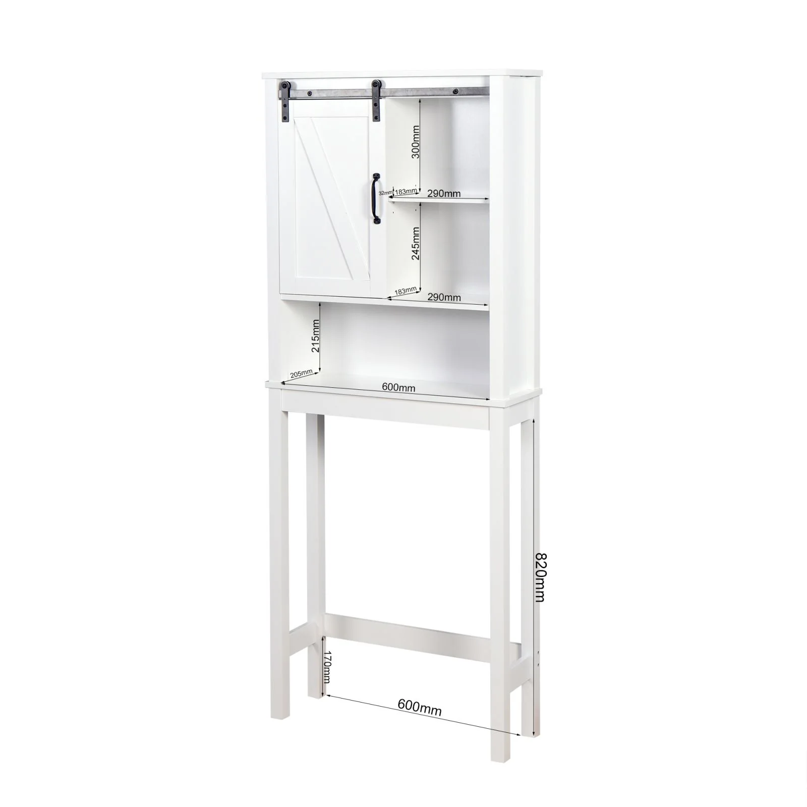 Adjustable White Over Toilet Storage Cabinet with Barn Door for Space Efficiently - Image 4