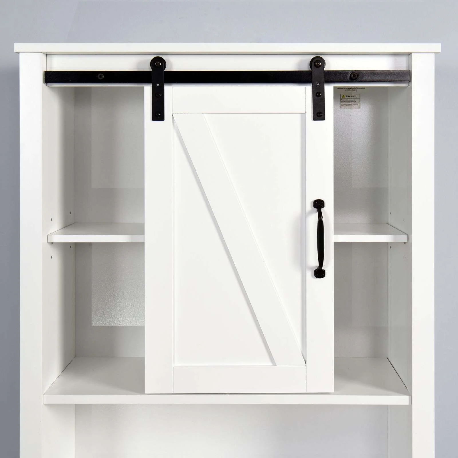 Adjustable White Over Toilet Storage Cabinet with Barn Door for Space Efficiently - Image 6