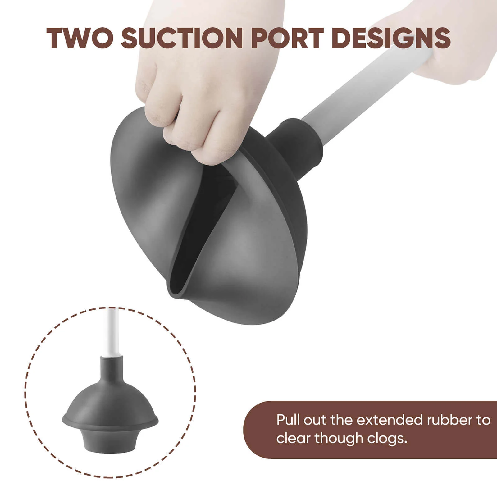 White Toilet Brush and Plunger 2-Piece Set with Holder - Image 4